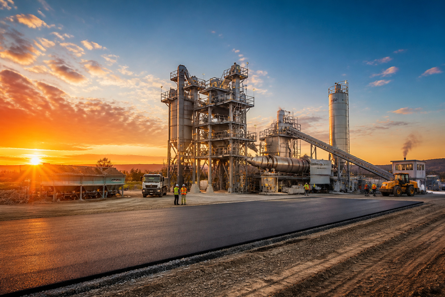 Centrale denrobage au coucher du soleil