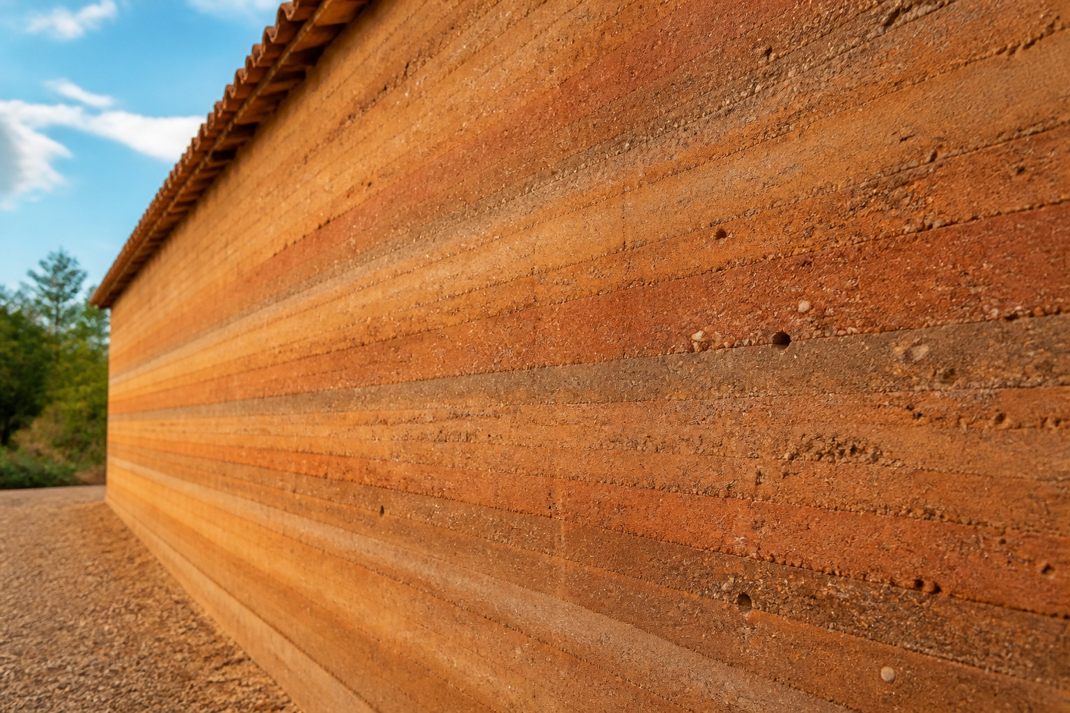 Mur en pise aux tons chauds