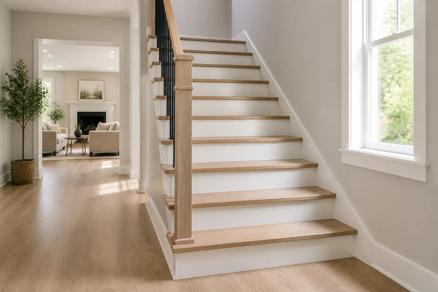 Escalier renove moderne et lumineux
