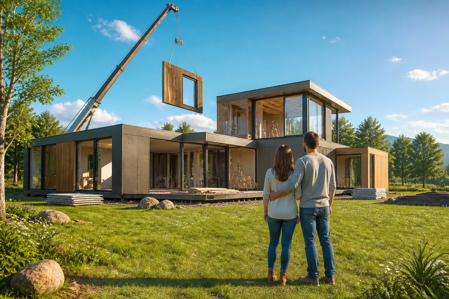 Construction dune maison modulaire moderne