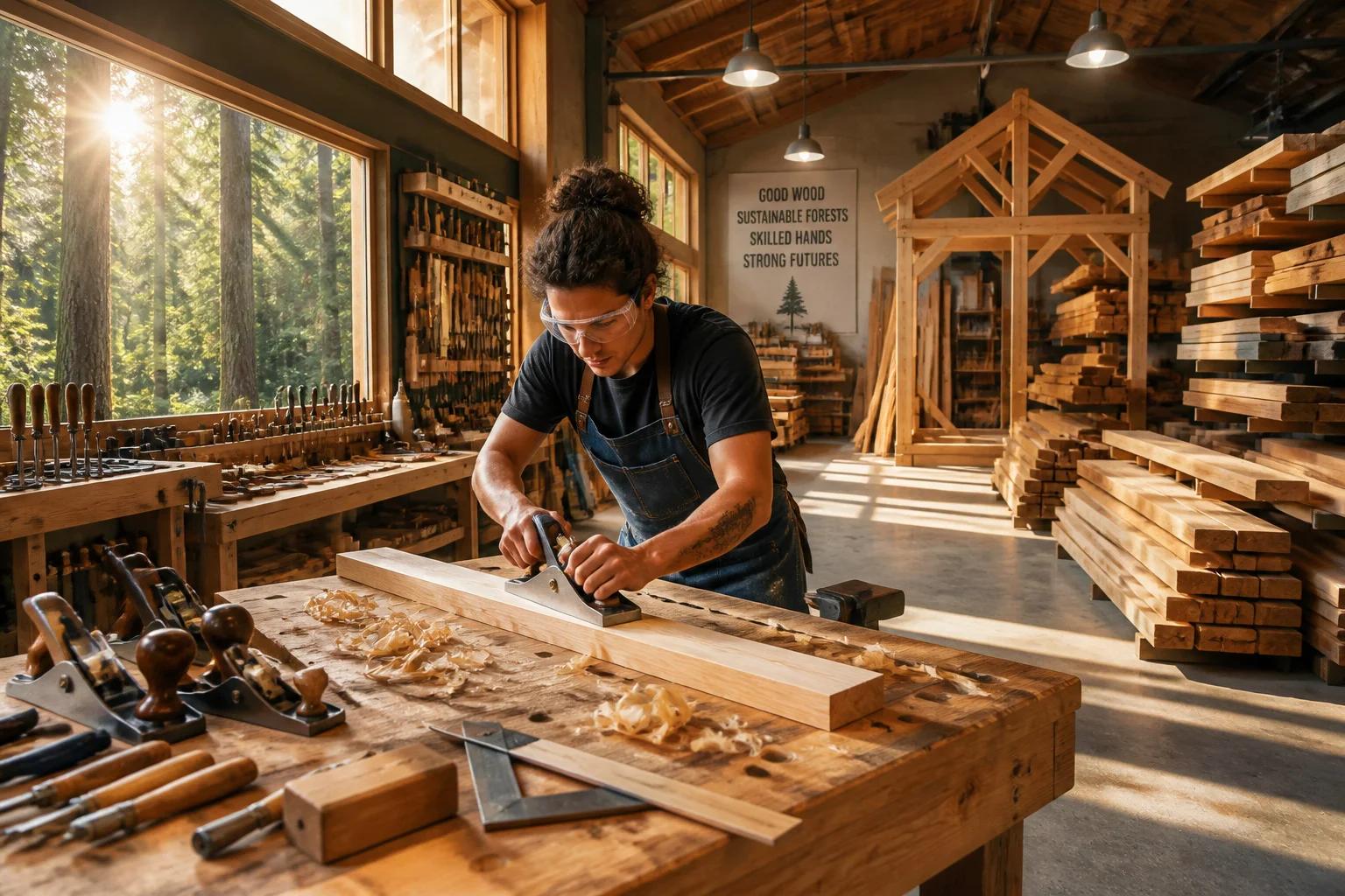 Artisan du bois concentre