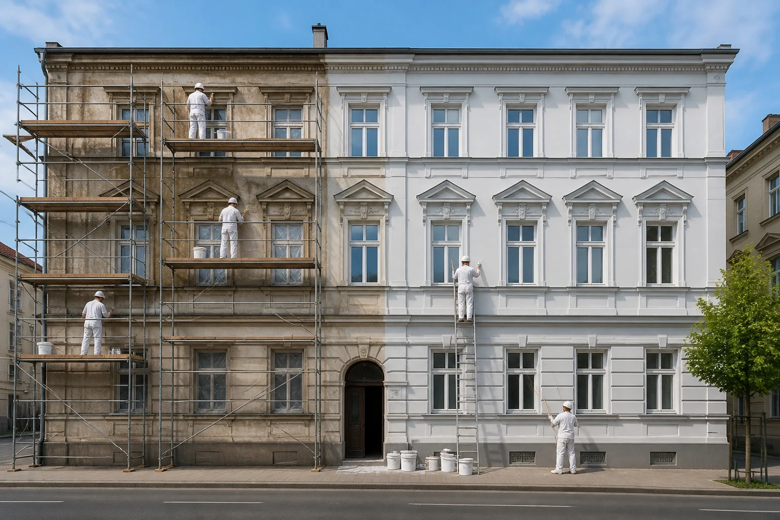 Renovation de facade transformation en cours